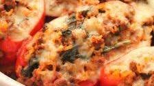 Spinach and Ground Beef Stuffed Peppers