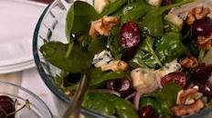 Spinach, Fresh Cherries, Walnuts and Blue Cheese Salad