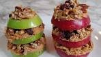 Super easy apple sandwiches with granola and peanut butter