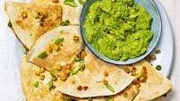 Sweet potato, pea and cheese quesadillas