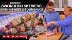 Swordfish Skewers with Sweet & Sour Sauce