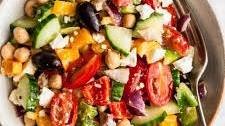 The Easiest Chickpea Greek Salad