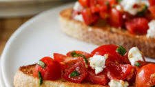 Tomato, basil and feta bruschetta