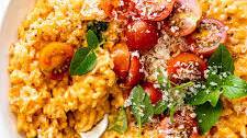 Tomato basil Instant Pot risotto
