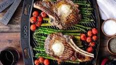 Umami Ribeye Steaks with Honey Butter Asparagus