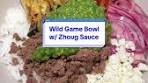 Wild Game Bowl w/ Zhoug Sauce Ingredients: -1 lb ground elk ...