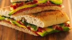 Avocado, salami & semi-dried tomato foccacia