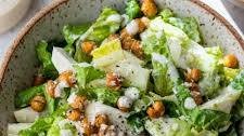 Healthy Caesar Salad with Roasted Chickpea Croutons