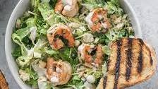 Lemon-Herb Shrimp Caesar Salad with Grilled Garlic Bread