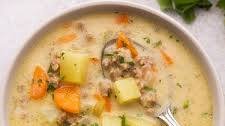 Lightened Up Slow Cooker Cheeseburger Soup