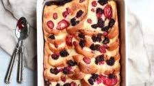 make-ahead baked yogurt & mixed berry french toast casserole