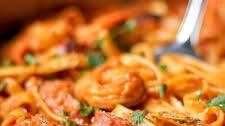 One Pot Creamy Cajun Shrimp Pasta with Sausage
