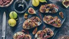 Roasted Fig, Gorgonzola and Crispy Salami Crostini
