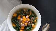 30-Minute Leftover Ham, Sweet Potato, and Kale Soup