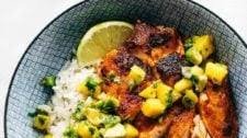 BBQ Salmon Bowls with Mango Avocado Salsa