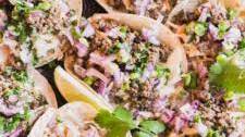 Beef Soft Tacos with Garlic Slaw