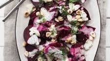 Beet Salad with Goat Cheese, Hazelnuts and Poppy Seed Dressing