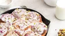 Cardamom Pistachio Rolls with Rosewater Glaze