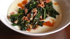 Cheesy Grits With Sautéed Ham and Kale Recipe