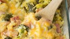 Cheesy Leftover Ham and Rice Casserole with Broccoli