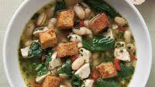 Chicken Spinach Soup with Fresh Pesto