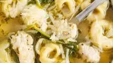 Chicken Tortellini Soup with Kale and Pesto