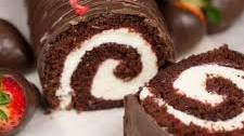 Chocolate Strawberry Swiss Roll Cake