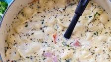 Creamy Ham and Tortellini Soup with White Beans