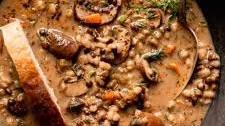 Creamy Mushroom Barley Soup with Lentils & Dill (Vegan)