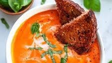 Creamy Vegan Tomato Basil Soup with Raw Cashews