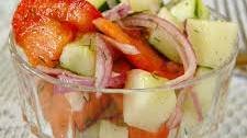Crispy Cucumbers and Tomatoes in Dill Dressing
