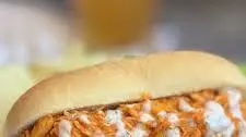 Easy Crockpot Buffalo Chicken Sandwiches (4 Ingredients!)