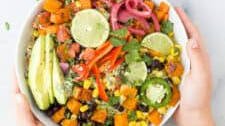 Easy Sweet Potato Black Bean Quinoa Bowls with Crema