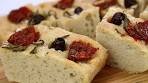 Focaccia Recipe with olives, rosemary and sun-dried tomatoes