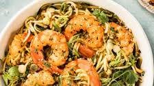 Garlicky Shrimp with Zucchini Pasta