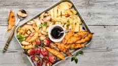 Grilled fruit salad with lemon balm