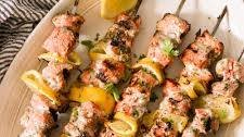 Grilled Salmon Skewers with Lemon Garlic Marinade