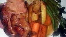 Honey and Mustard Glazed Ham with Roasted Veg and Gravy