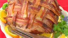 Honey-Glazed Bacon-Wrapped Ham