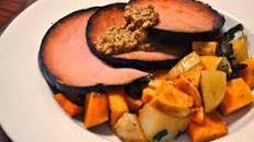 Honey Glazed Ham with Oregano Roasted Root Vegetables