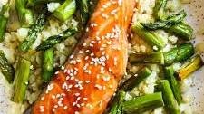 Honey-Teriyaki Salmon and Asparagus Veggie Rice Bowls