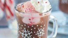 Hot Chocolate Affogato with Peppermint Ice Cream