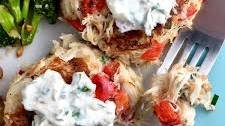 Lemon Herb Crab Cakes with Creamy Garlic Chive Sauce