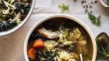 Lemony Garlic Chicken and Orzo Soup.
