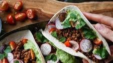 Mushroom & Lentil Tacos with Garlic Avocado Cream