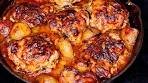 One Pan Creamy Garlic Chicken and Potatoes - Easy Baked ...