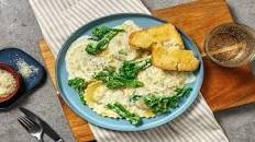 Parma Ham Pasta in Creamy Garlic Sauce with Tenderstem® Broccoli and Ciabatta