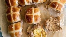 Pecan maple hot cross buns