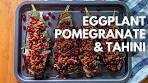Roasted Eggplants with Tahini, Mint & Pomegranate