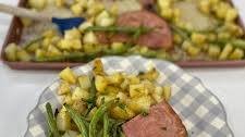 Sheet Pan Honey Mustard Ham, Green Beans, and Potatoes